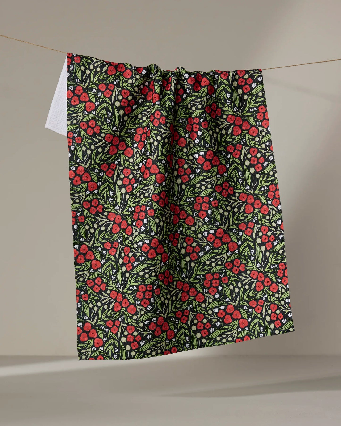 Geometry Flowing Poppies Tea Towel