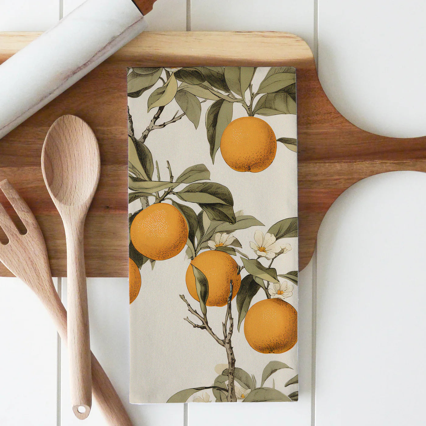Vintage Oranges Tea Towel - Stonewashed Cotton