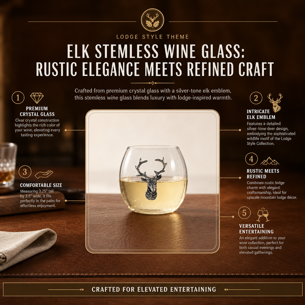 Crystal Elk Stemless Wine Glass