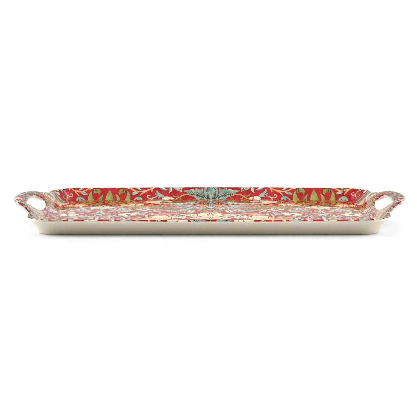 William Morris Strawberry Thief Large Mel. Hand. Tray - Red