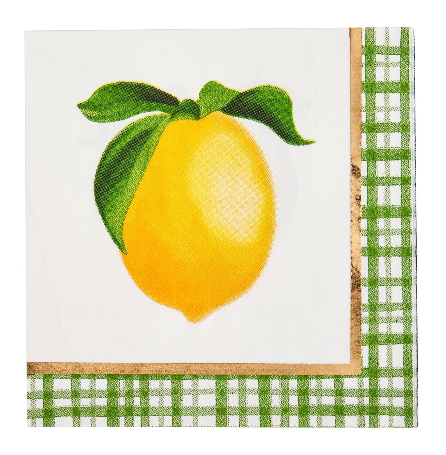 Lemon and Stem Cocktail Napkins with Gold Foil - 20 Pack