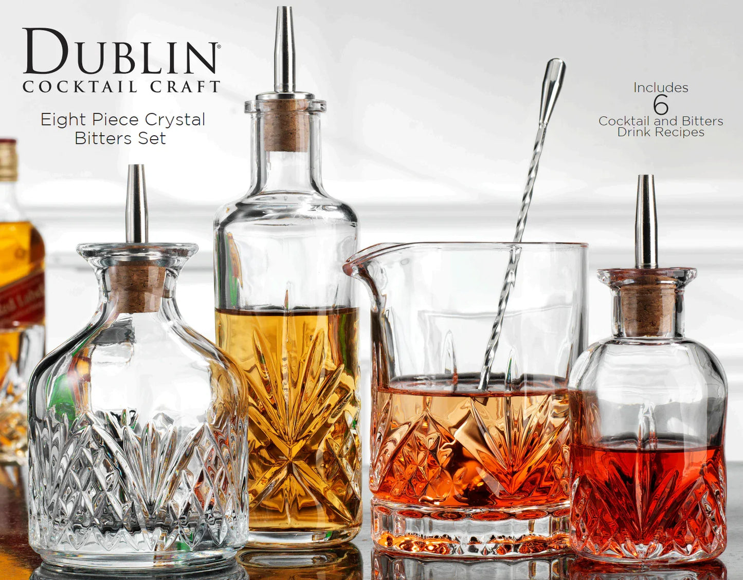 Dublin Bitters Set 8-Piece - Non-Leaded Crystal Barware