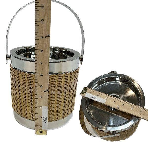 Woven Rattan Stainless Steel Double-Wall Ice Bucket w/ Lid - Marcel’s Culinary Experience