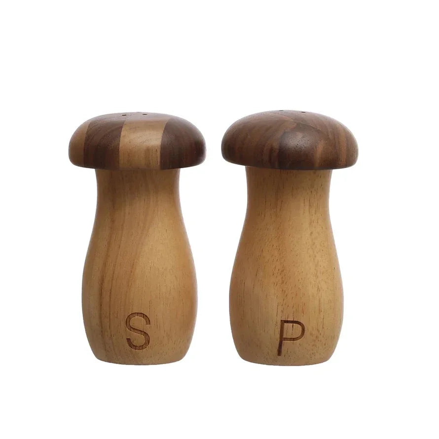 Wood Mushroom Salt & Pepper Shakers, Set of 2 - Marcel’s Culinary Experience