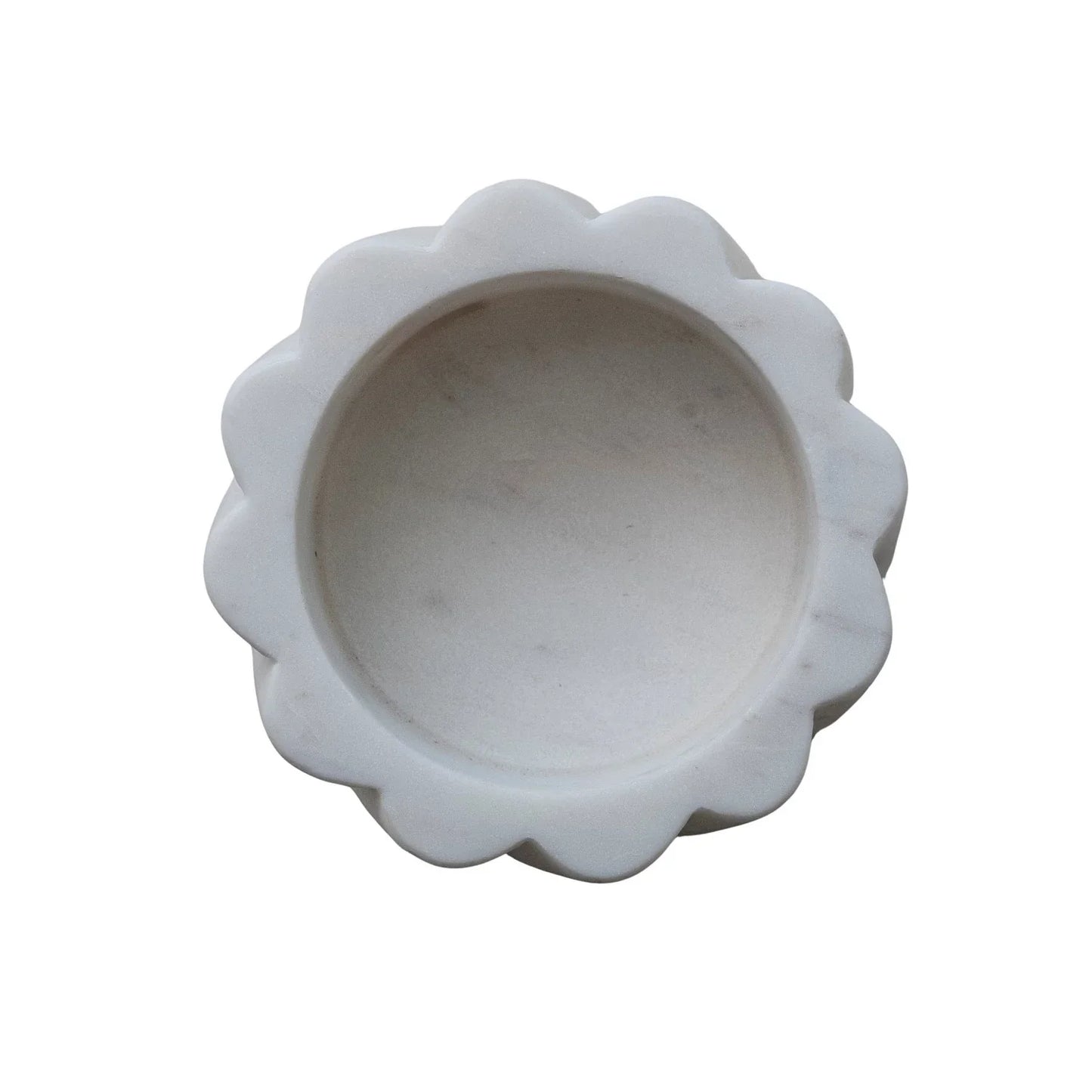 Marble Twisted Carved Scalloped Bottle Holder, White