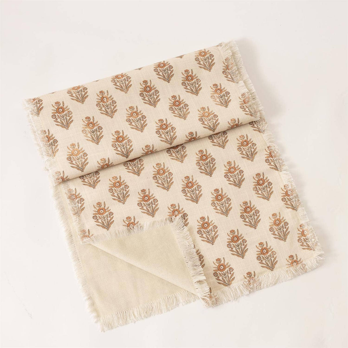 Floral Silhouette Block Print Table Runner | 72 Inch