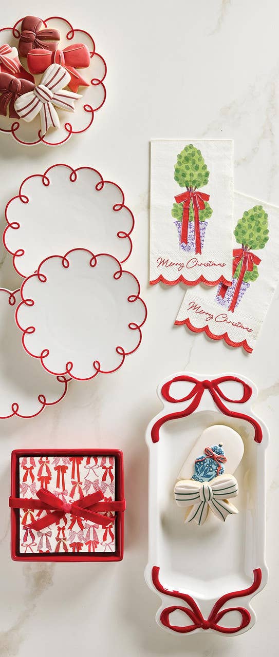 Red Ceramic Bow Platter