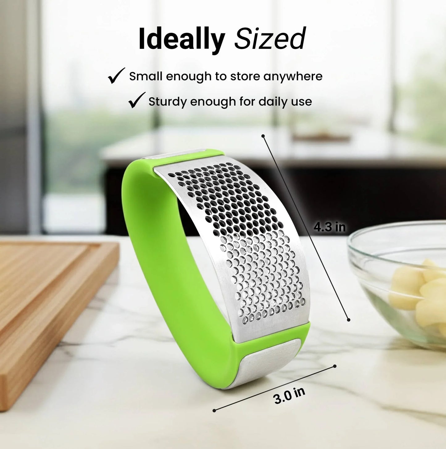Garlic Press Rocker With Silicone Peeler & Scraper Set