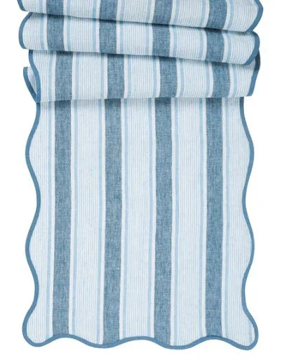 Juliska Cabana Stripe 18" x 90" Table Runner - Ocean - Marcel’s Culinary Experience