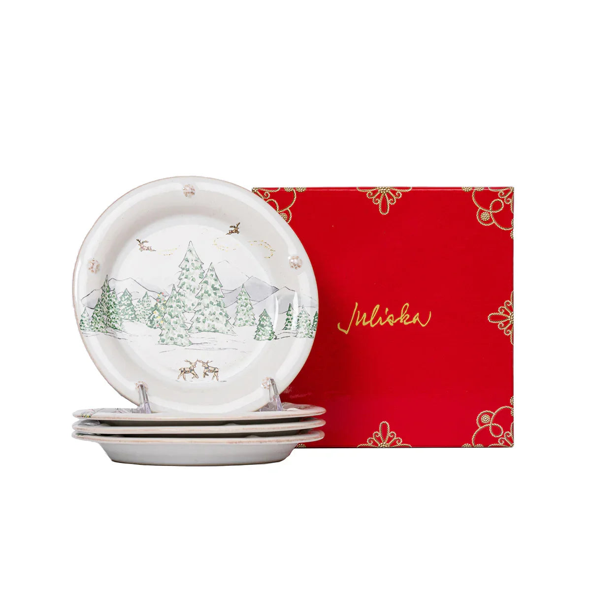 Juliska Berry & Thread North Pole Side/Cocktail Plates Set/4