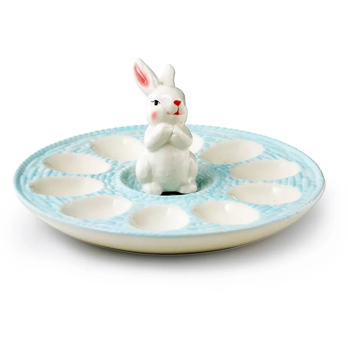 Easter Bunny Deviled Egg Tray - Ceramic 12-Egg Platter