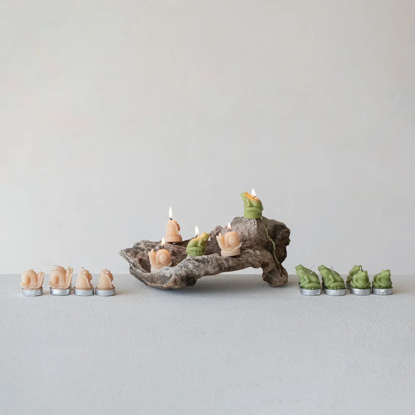 Frog Shaped Tealight Candles - Light Green, Set of 9