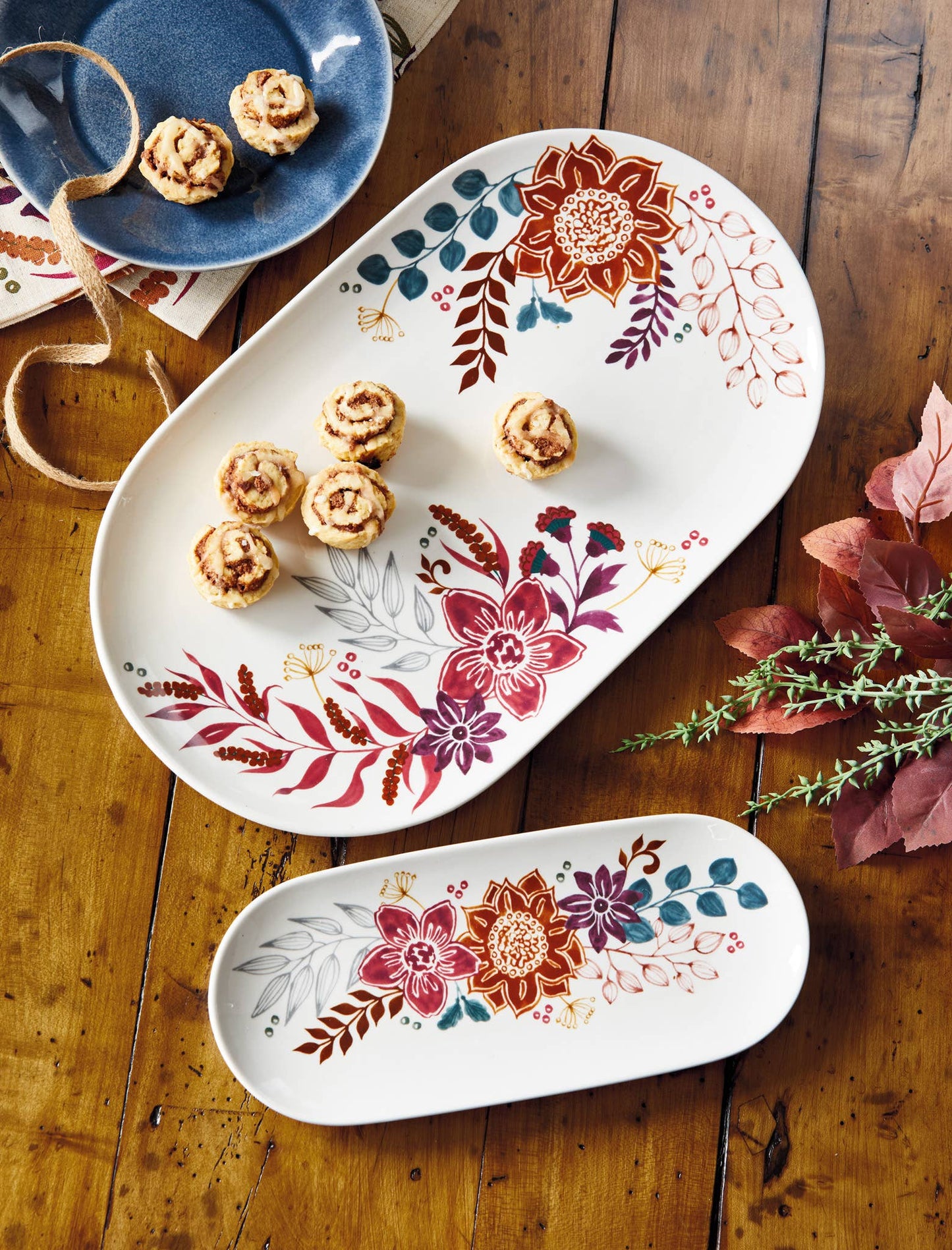 Autumn Bloom Platter Large Stoneware Multi