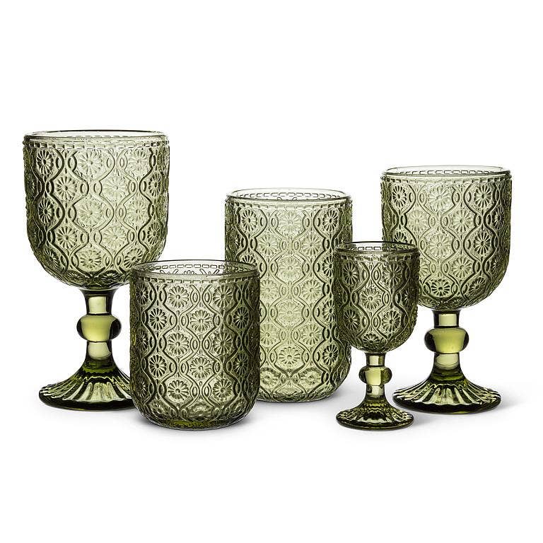 Olive Daisy Embossed White Wine Glass | 10 oz