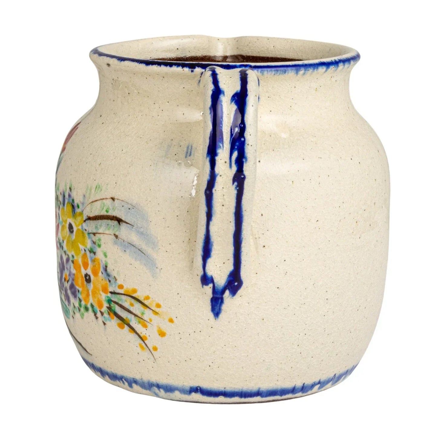 Terra-cotta Pitcher w/ Flowers & Handle 8.5" H - Marcel’s Culinary Experience