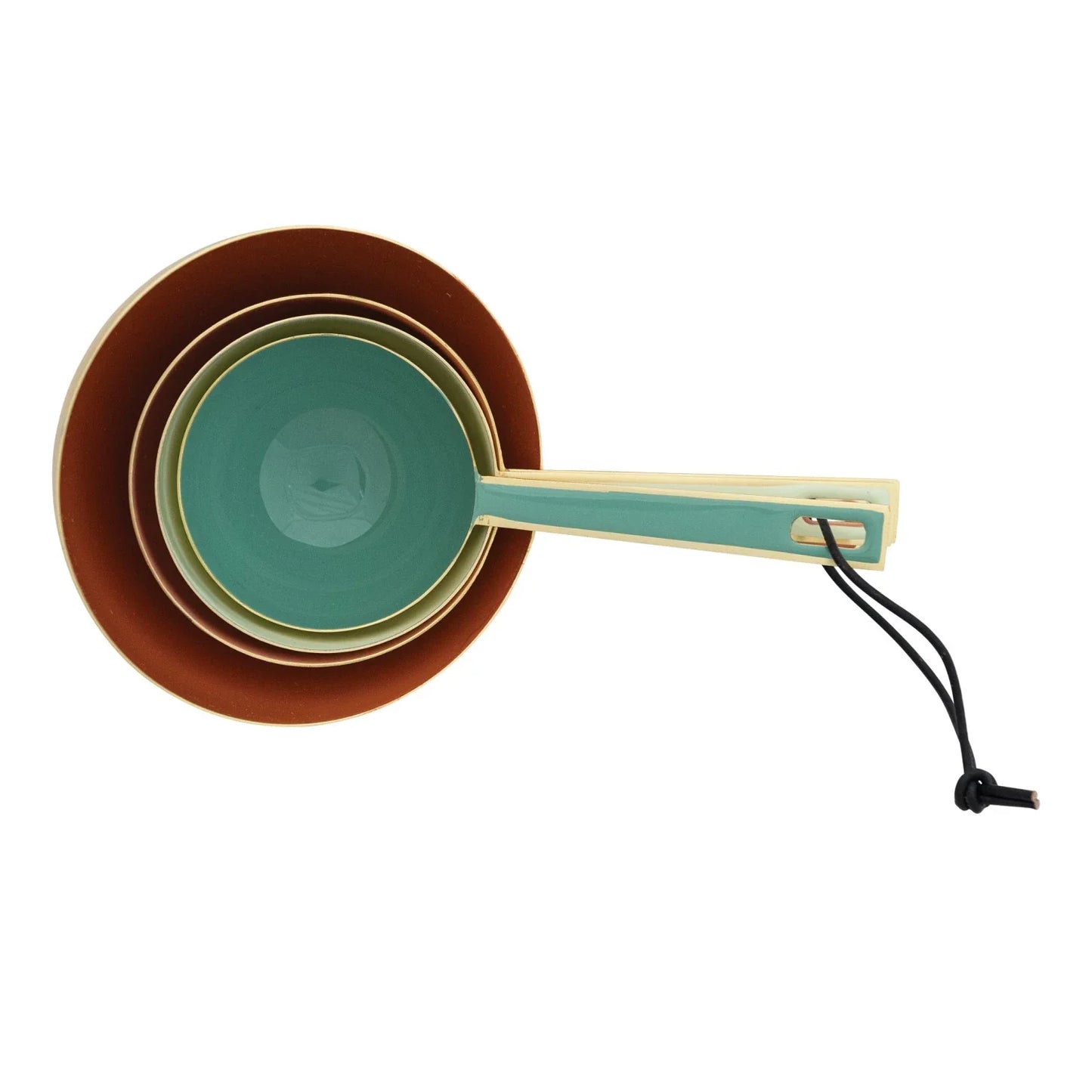 Enameled Measuring Cups w Leather Tie, 4 Colors, Set of 4 - Marcel’s Culinary Experience
