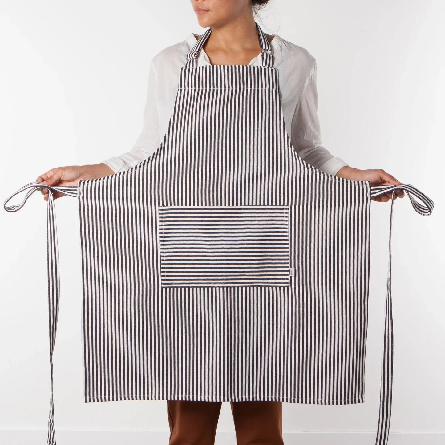 Narrow Black Stripe Cotton Chef's Apron