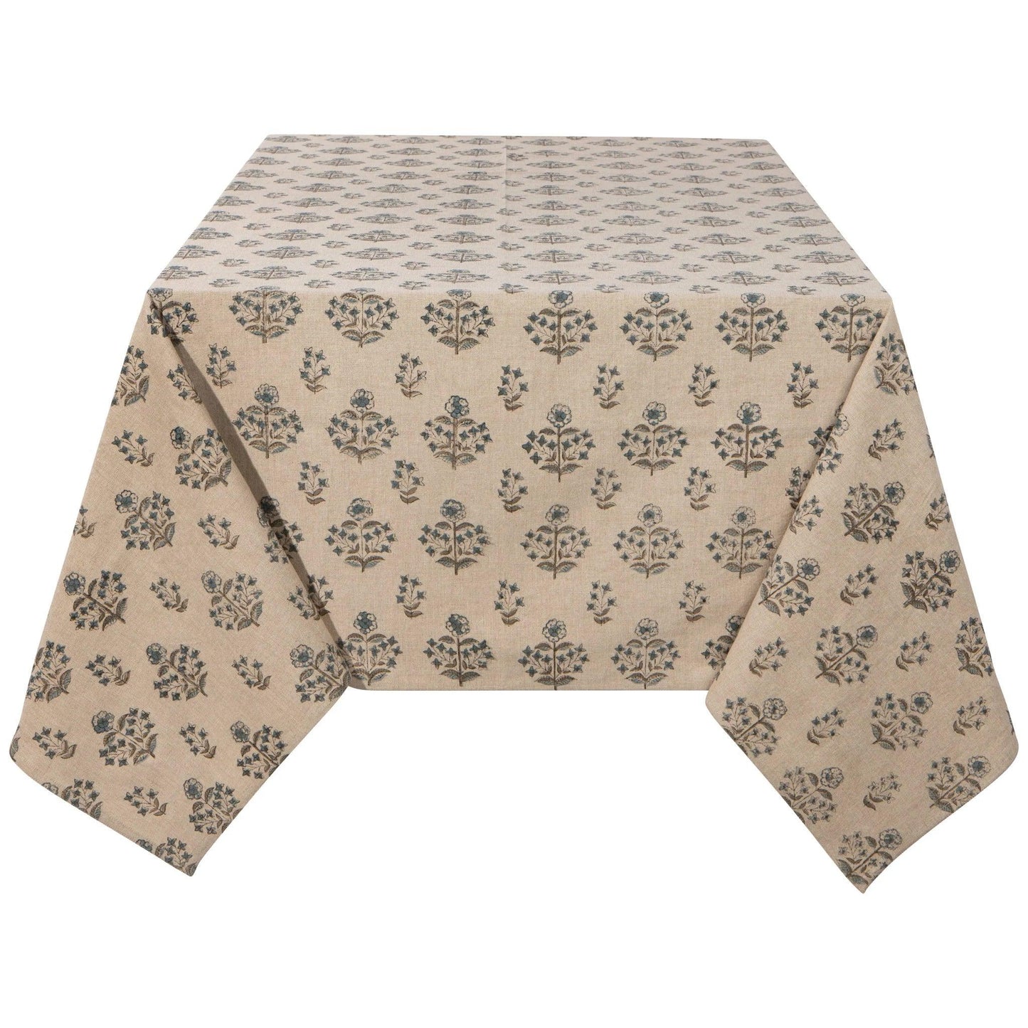 Salvia Block Print Tablecloth 60 x 90 Inches - Marcel’s Culinary Experience
