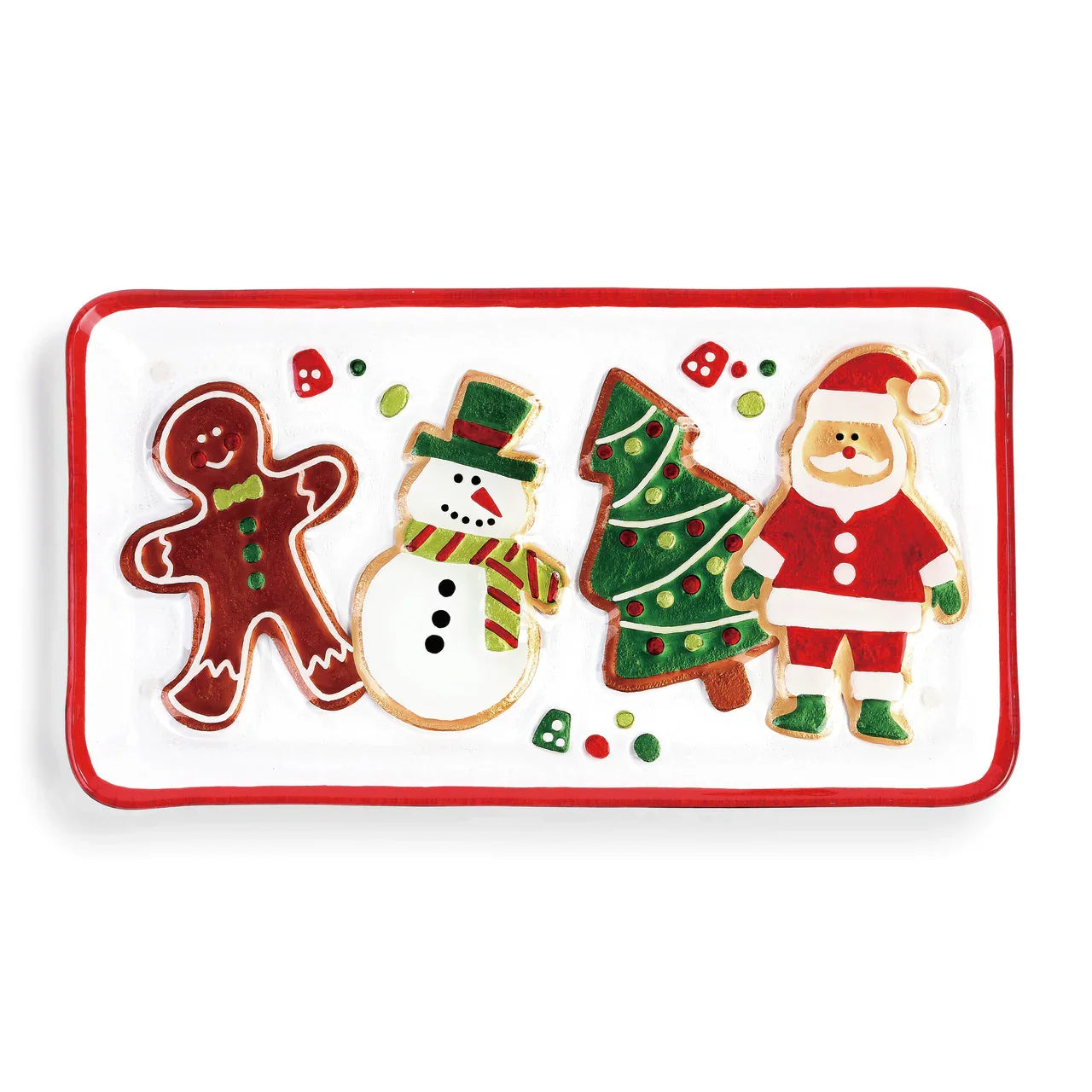 Glass Fusion Christmas Cookie Serving Platter 15" x 8" - Marcel’s Culinary Experience