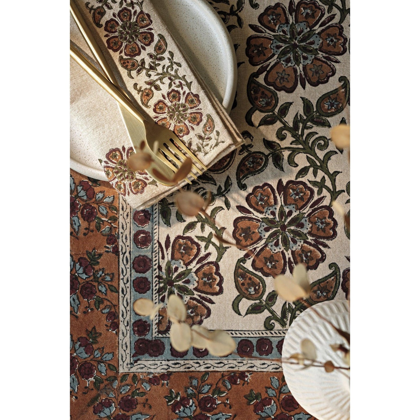 Elysian Block Print Tablecloth 60 x 90 Inches - Marcel’s Culinary Experience