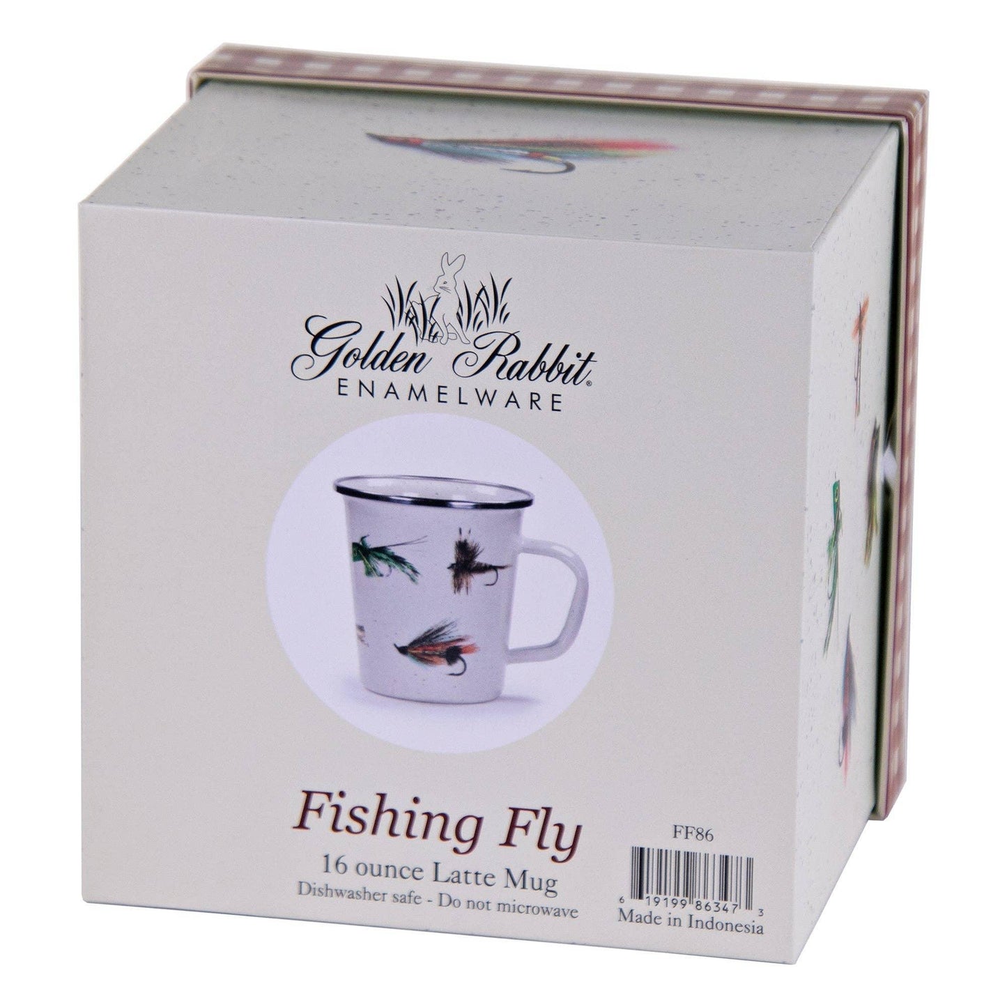 Golden Rabbit Enamelware Fishing Fly Mug Gift Box