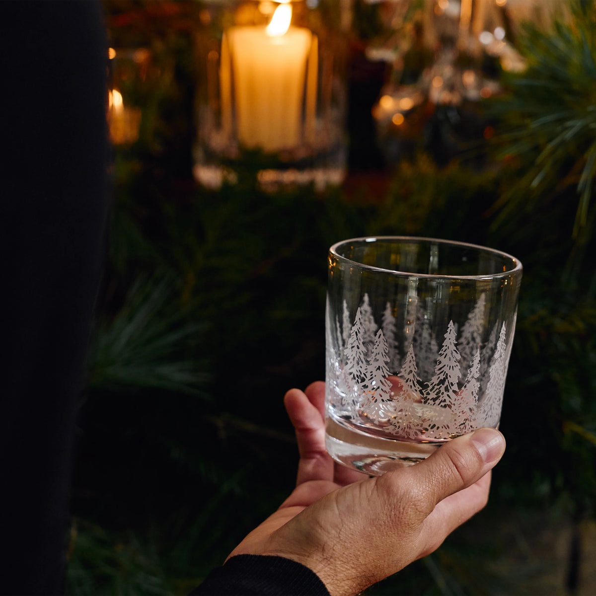 Simon Pearce Engraved Forest Ascutney Double Old-Fashioned Glasses - Set of 2