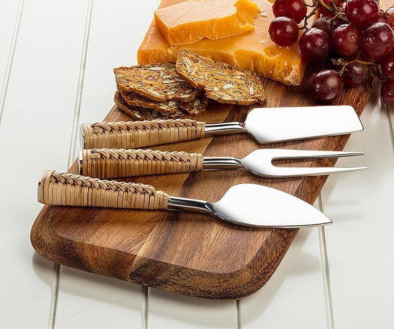 Rattan Handle Cheese Knives, set of 3 - Marcel’s Culinary Experience