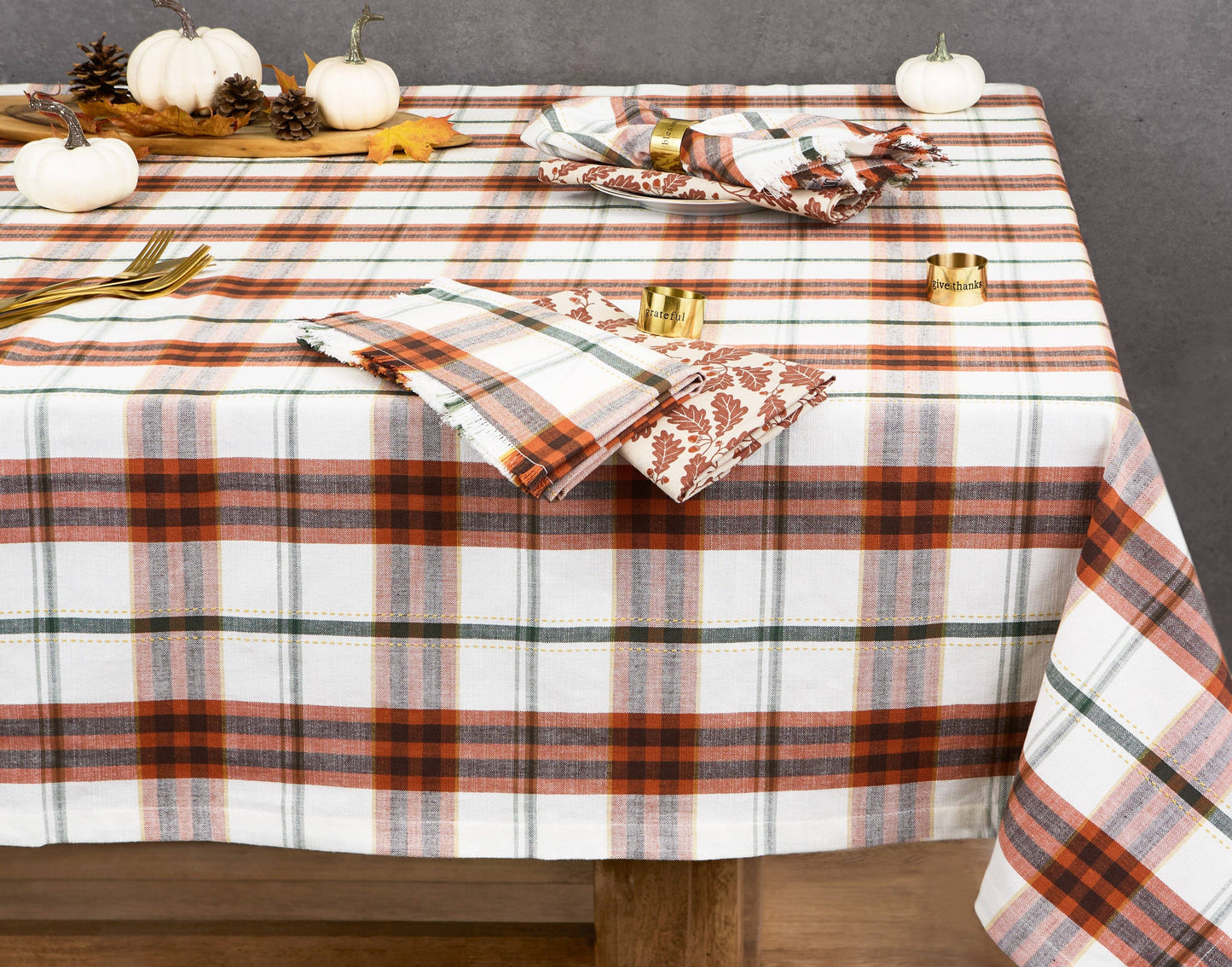 Autumn Picnic Plaid Tablecloth 60x84"