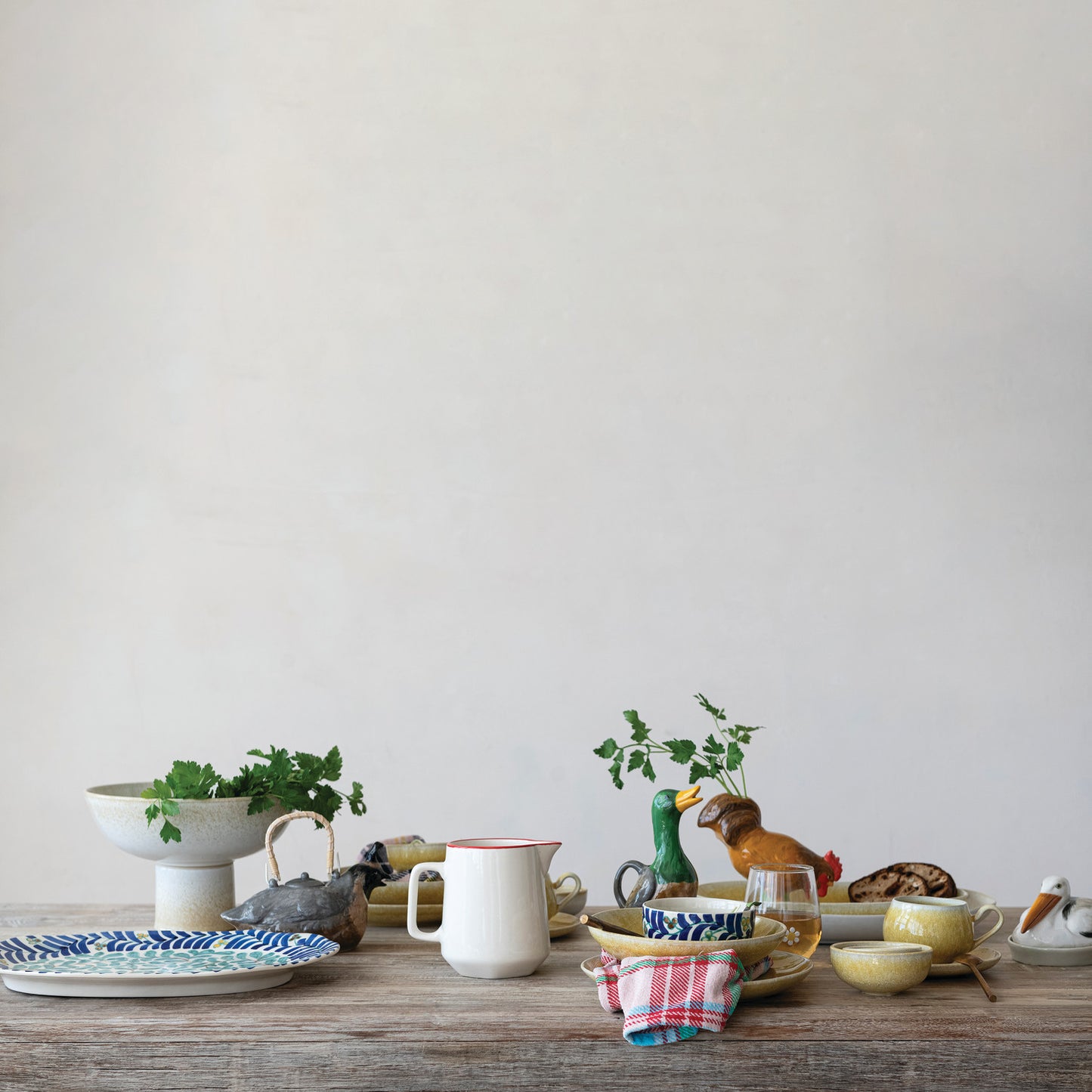 Hand-Painted Stoneware Bowl with Vines Design (Each One Will Vary)