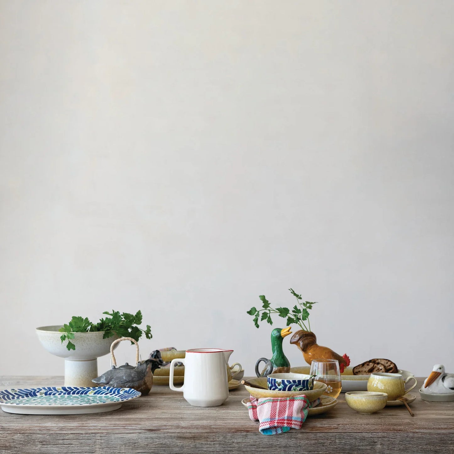 Hand-Painted Stoneware Bowl with Vines Design (Each One Will Vary)