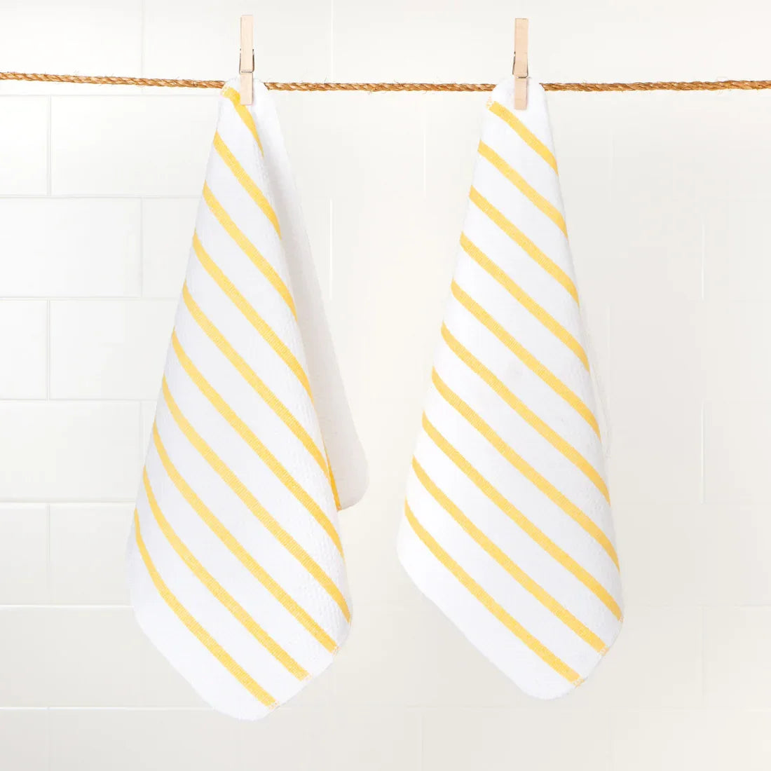 Basketweave Lemon Yellow Dishcloths Set of 2