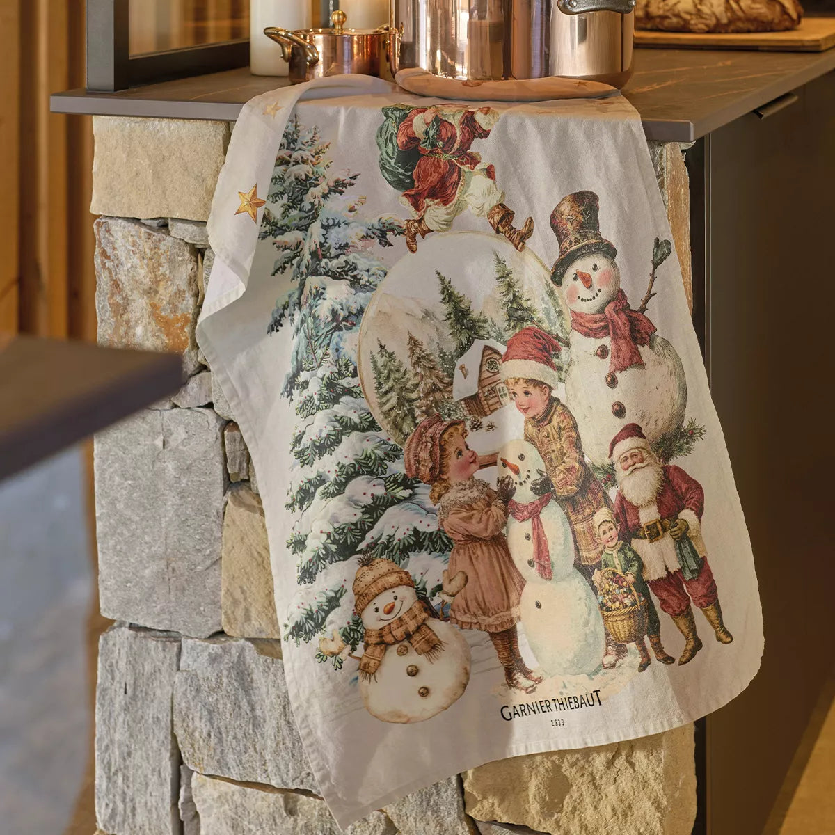 Garnier Thiebaut Bonhommes de Neige Vintage Kitchen Towel