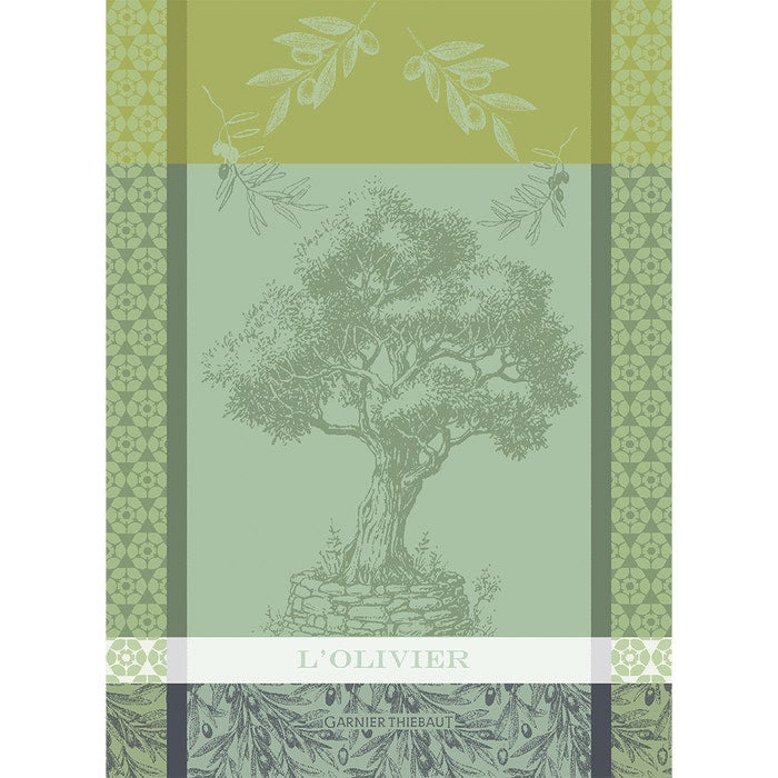 Garnier Thiebaut L'Olivier Vert Jacquard Kitchen Towel