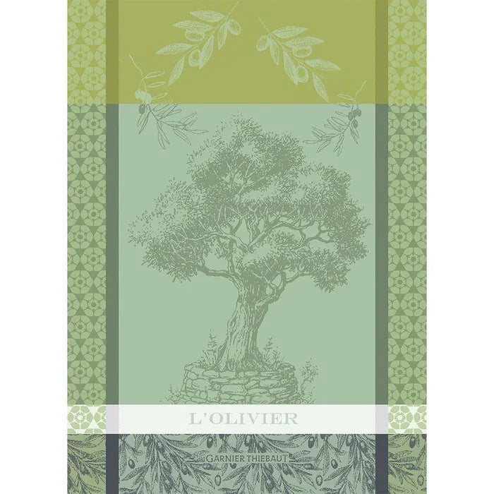 Garnier Thiebaut L'Olivier Vert Jacquard Kitchen Towel
