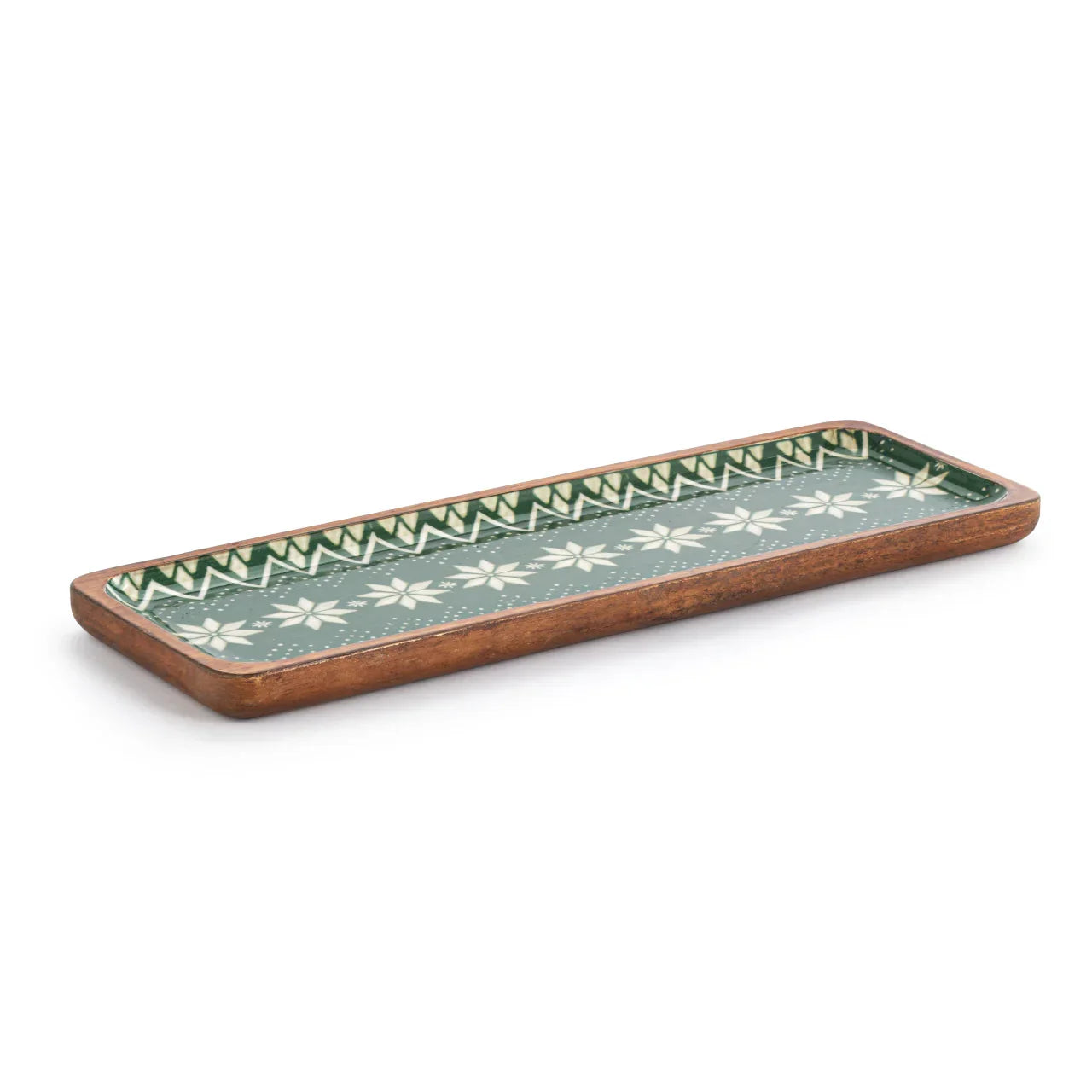 Green Scandi Knit Wood Enamel Tray - Marcel’s Culinary Experience