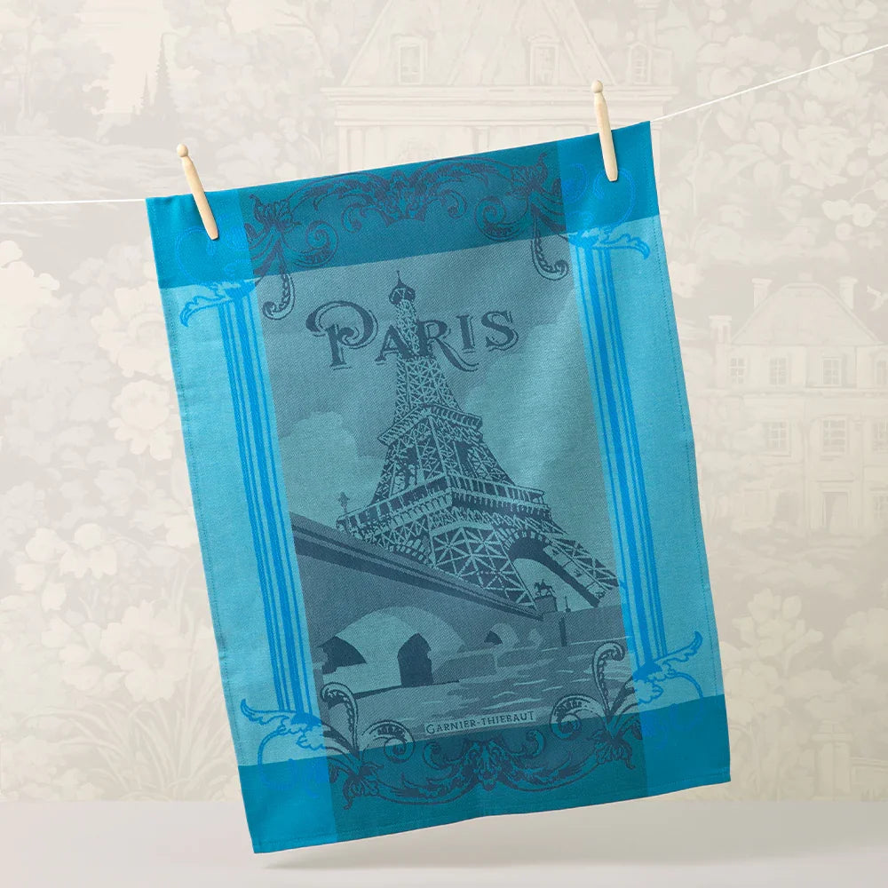 Garnier Thiebaut Paris Seine Turquoise Jacquard Kitchen Towel - Marcel’s Culinary Experience