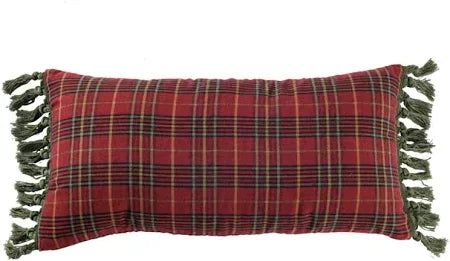Cotton Plaid Lumbar Pillow w/ Tassels 24"L x 12"H - Marcel’s Culinary Experience
