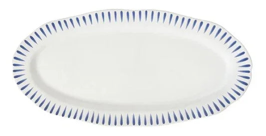 Juliska Sitio Stripe 15" Hostess Tray - Delft Blue - Marcel’s Culinary Experience