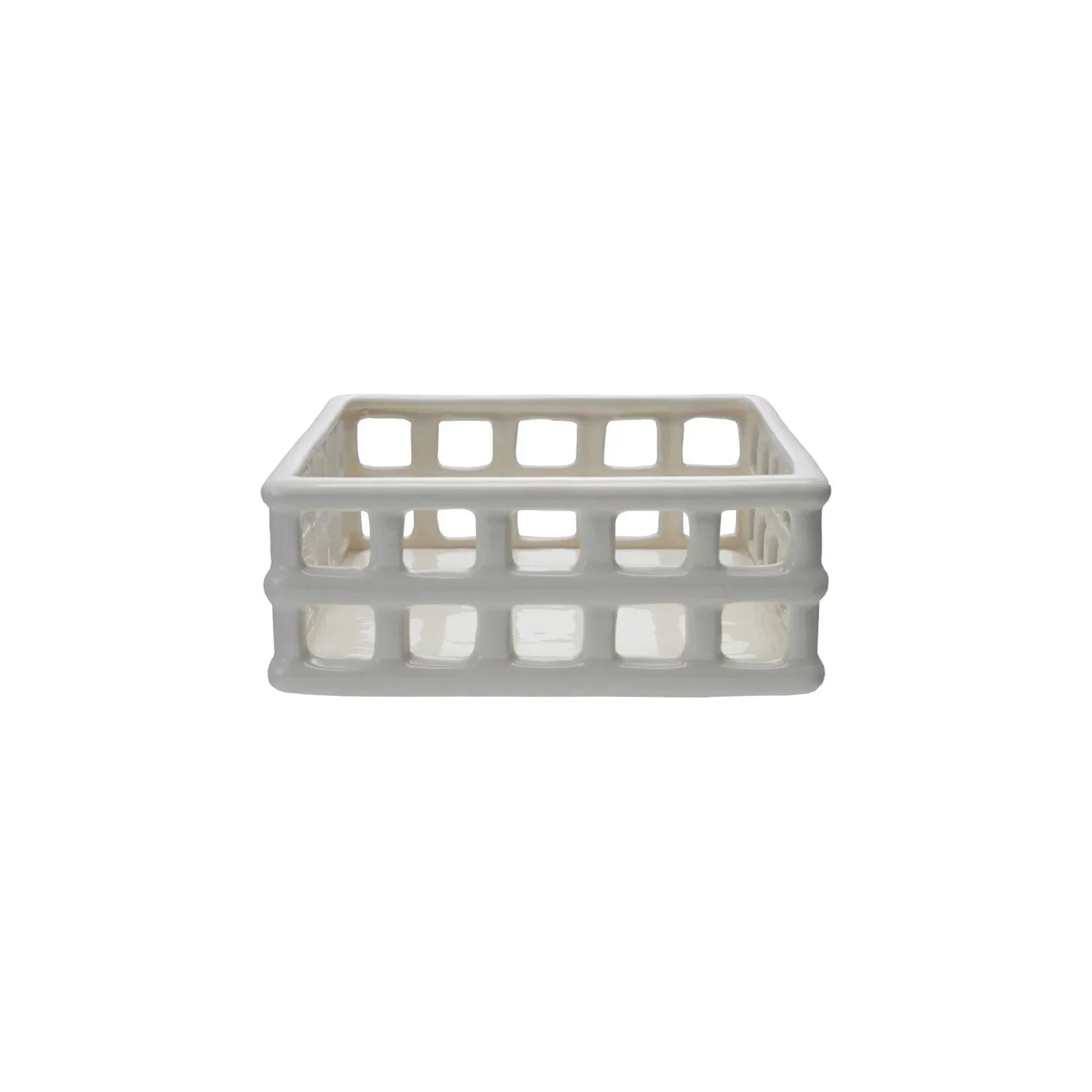 Ceramic Open Weave Napkin Holder, White - Marcel’s Culinary Experience
