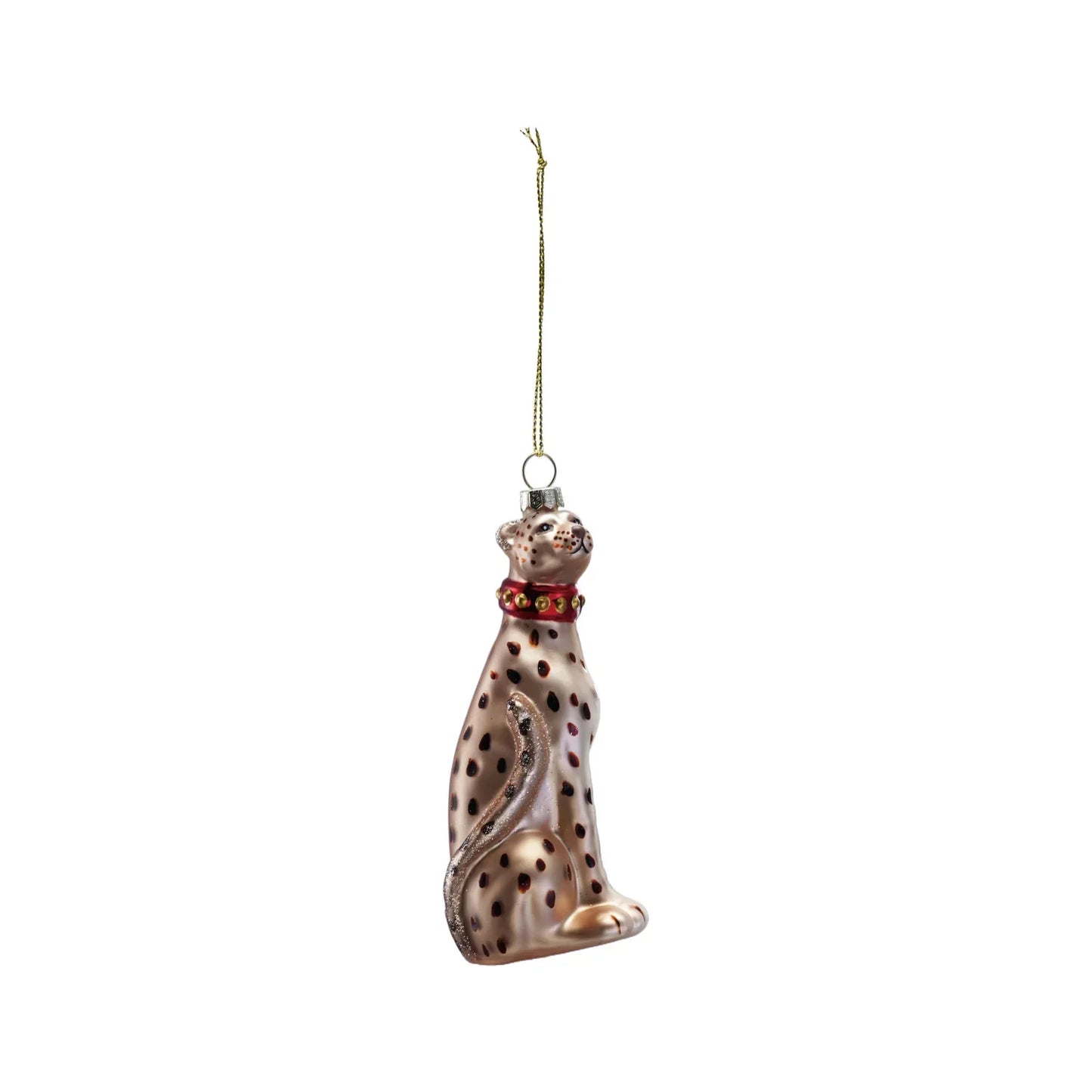 Glass Cheetah Ornament with Glitter, Multi Color - Marcel’s Culinary Experience