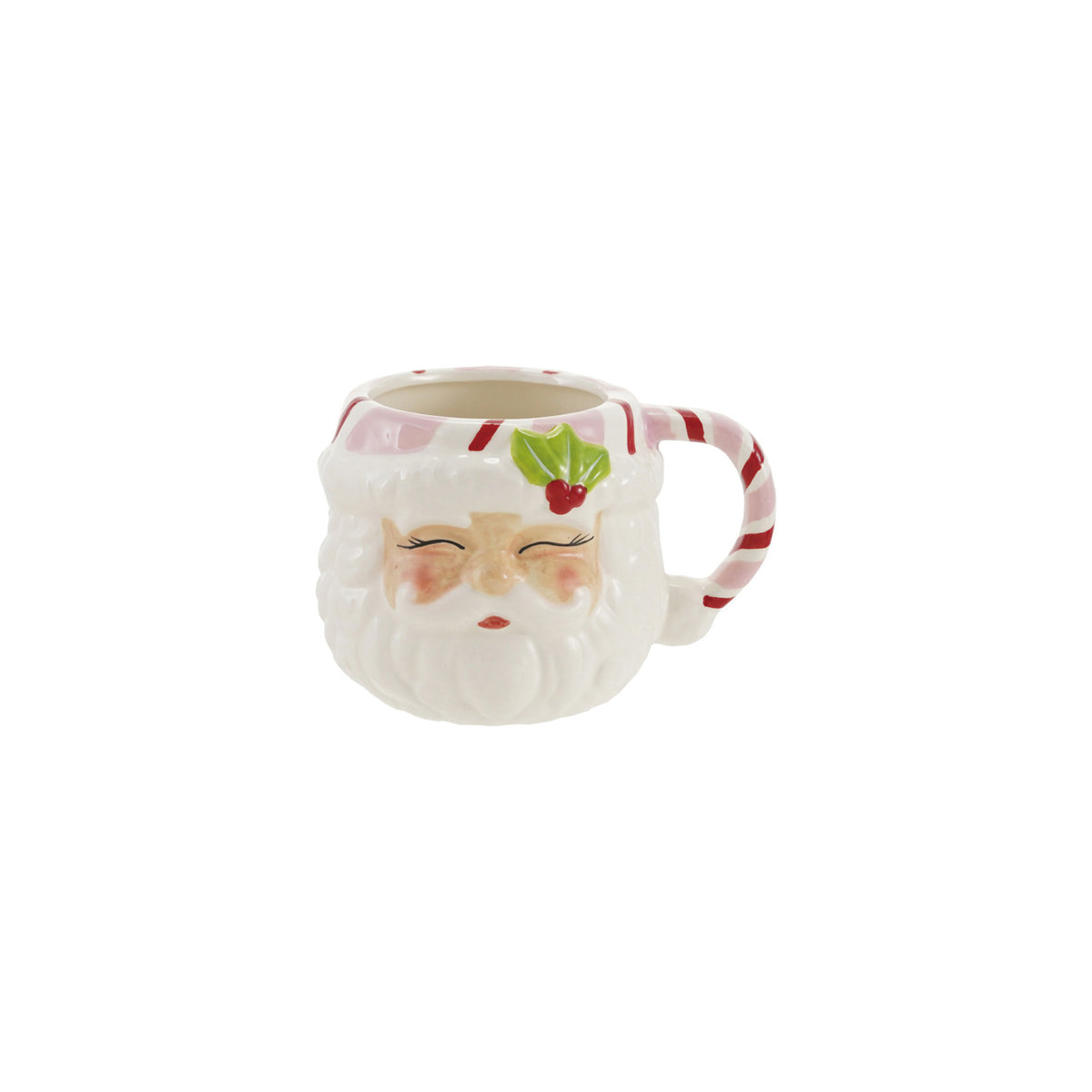 Hand-Painted Ceramic Santa Head Mug, 12 oz.