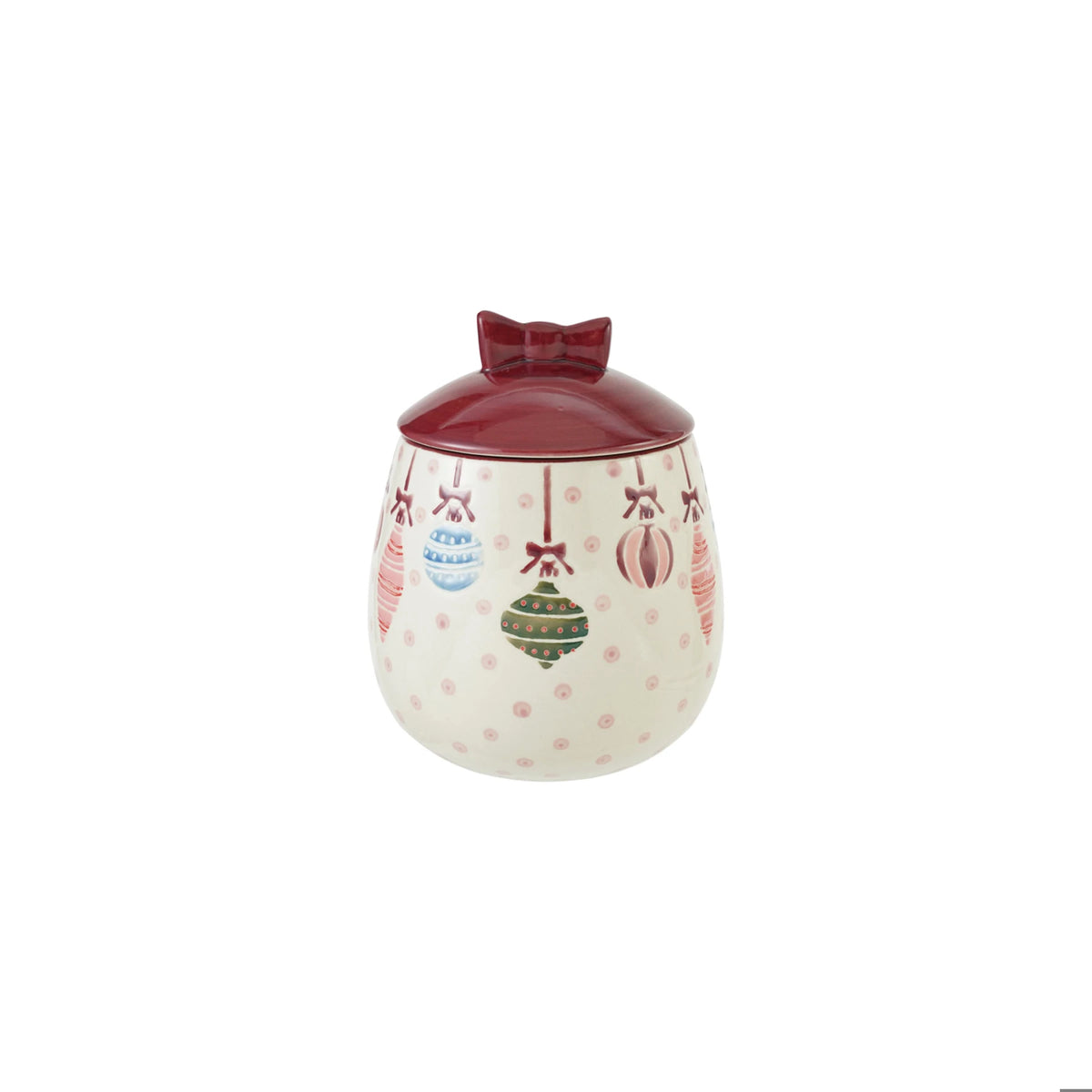 Hand-Painted Ornament Stoneware Canister with Bow Lid