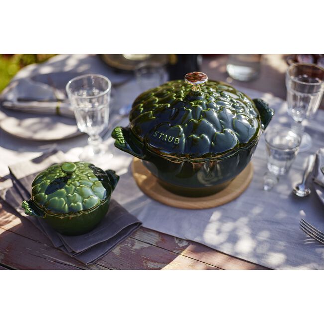 Staub Cast Iron 3.2 qt, Artichoke, Dutch Oven, Basil