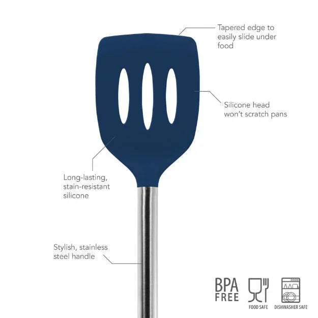 Silicone Slotted Turner Deep Indigo - Marcel’s Culinary Experience