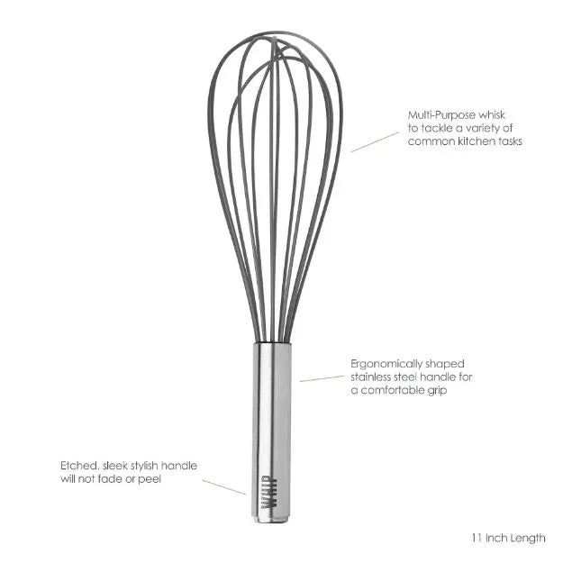 Tovolo 11" Silicone Coated Stainless Steel Whip Whisk - Charcoal - Marcel’s Culinary Experience