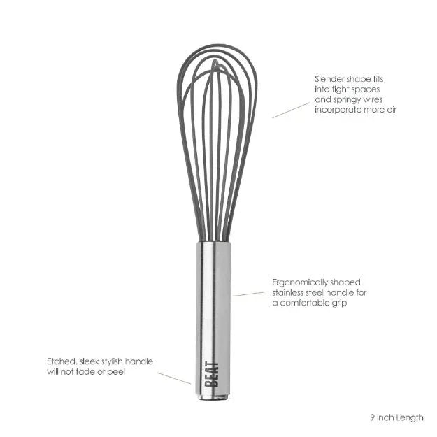 Tovolo 9" Silicone Coated Stainless Steel Beat Whisk - Charcoal - Marcel’s Culinary Experience
