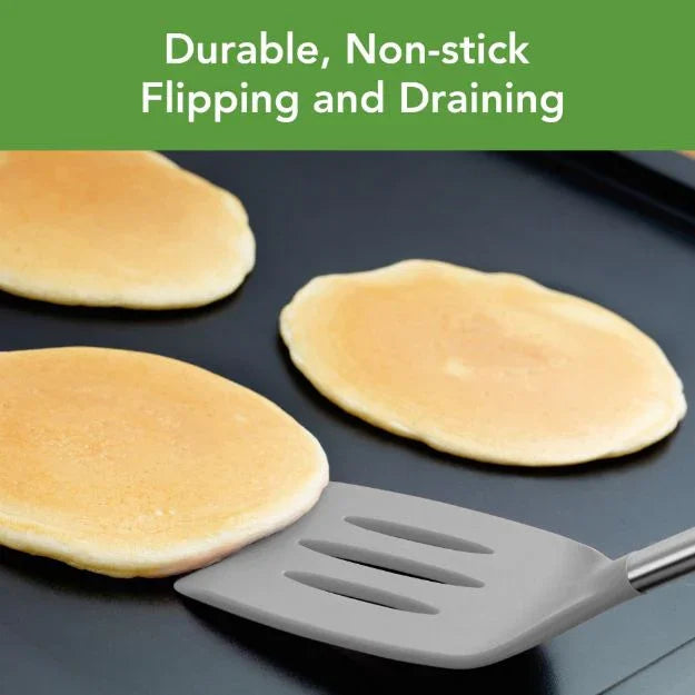 Tovolo SILICONE SLOTTED TURNER SS HANDLE BLUE SLATE - Marcel’s Culinary Experience