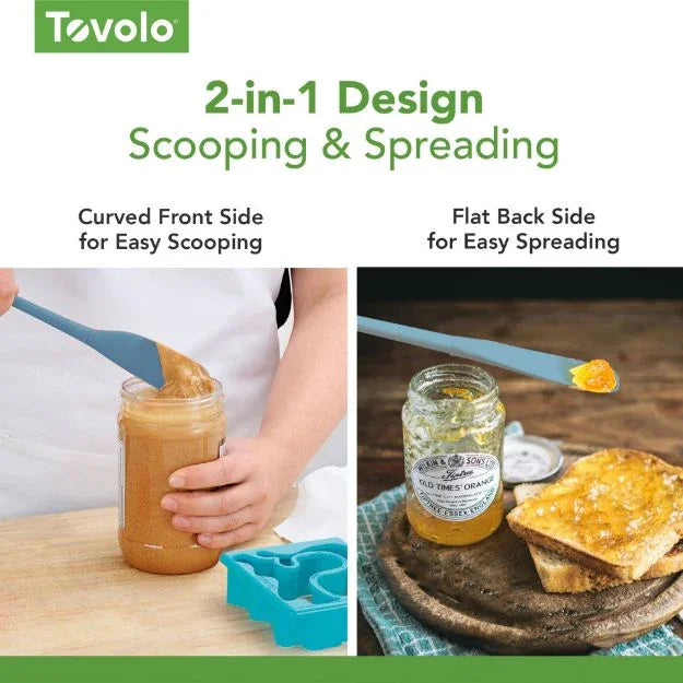 Tovolo FLEX-CORE JAR SCRAPER ALL SILICONE BLUE SLATE - Marcel’s Culinary Experience