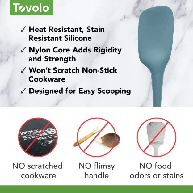 Tovolo FLEX-CORE SPOONULA ALL SILICONE BLUE SLATE - Marcel’s Culinary Experience