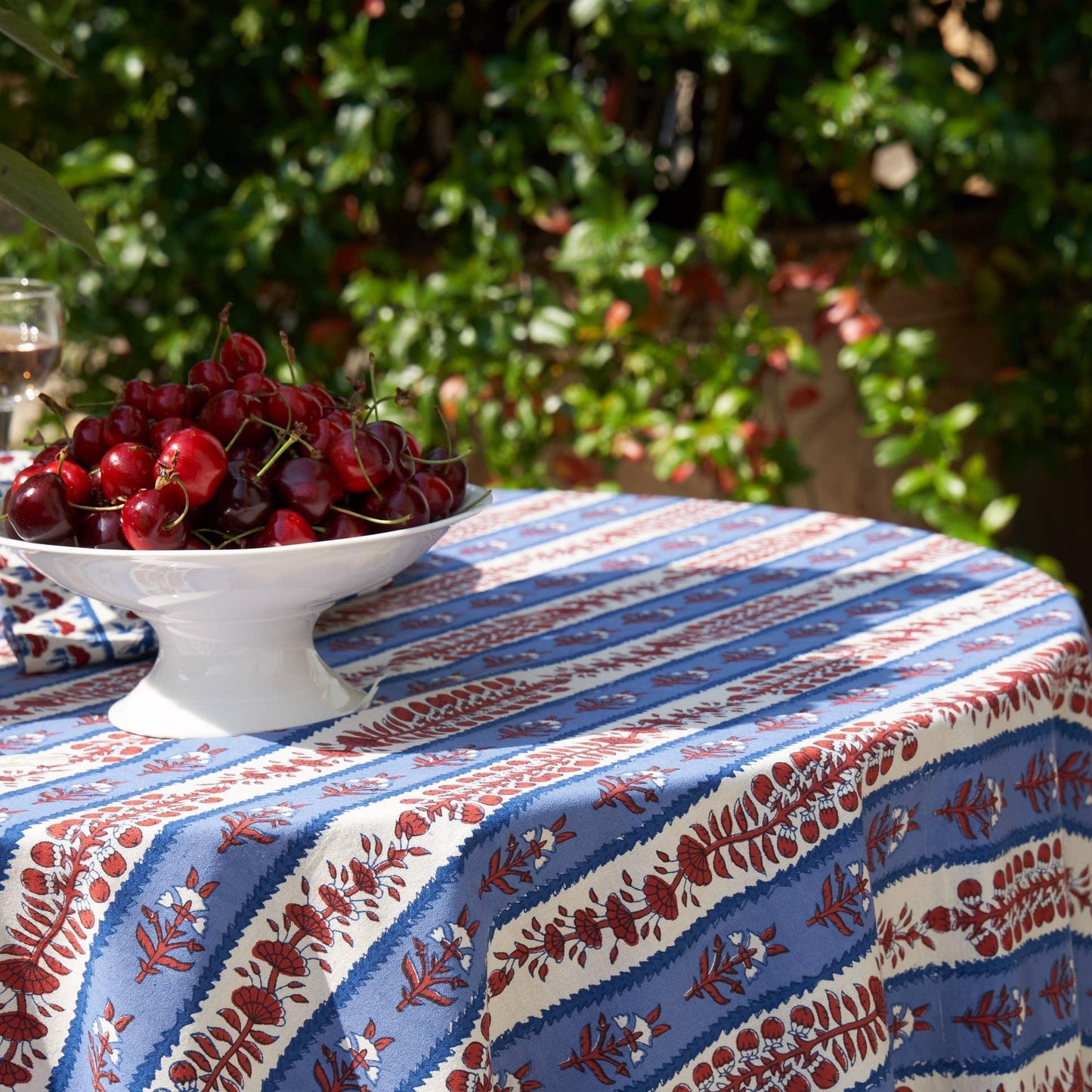 Couleur Nature Provence Avignon Red & Blue Tablecloth - Marcel’s Culinary Experience